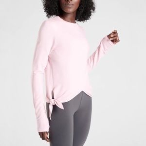 Athleta Samsara side tie sweatshirt pink top size XS